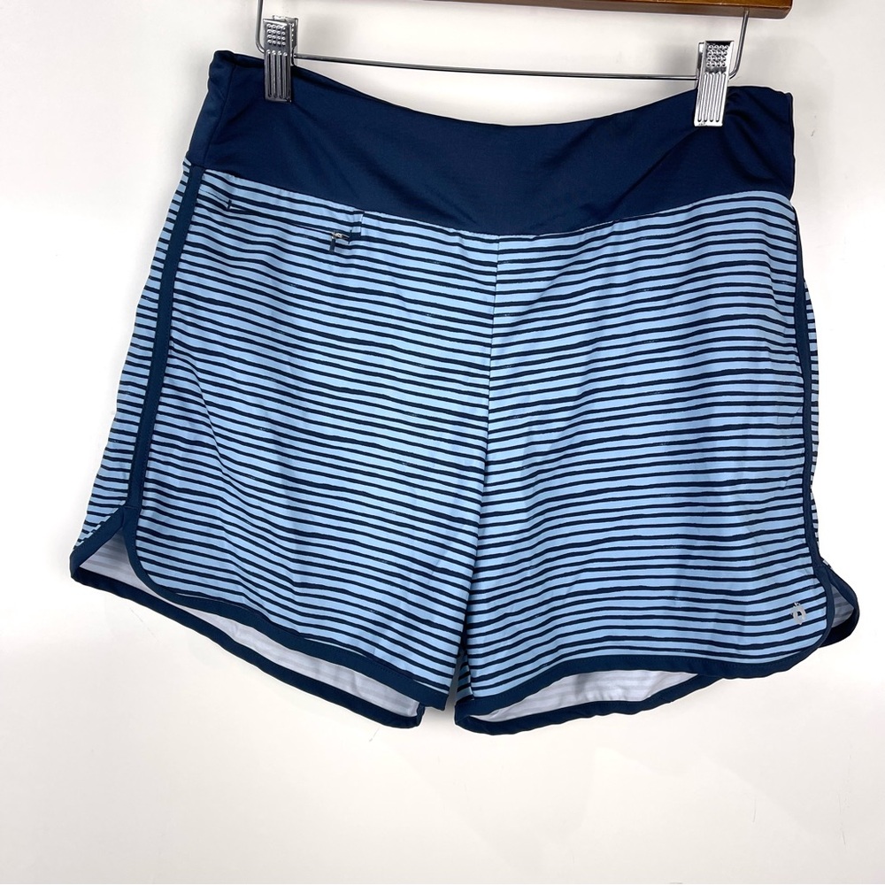 Hang Ten Hybrid Swim Shorts Women's Size Medium Blue Stripe Athletic Hiking